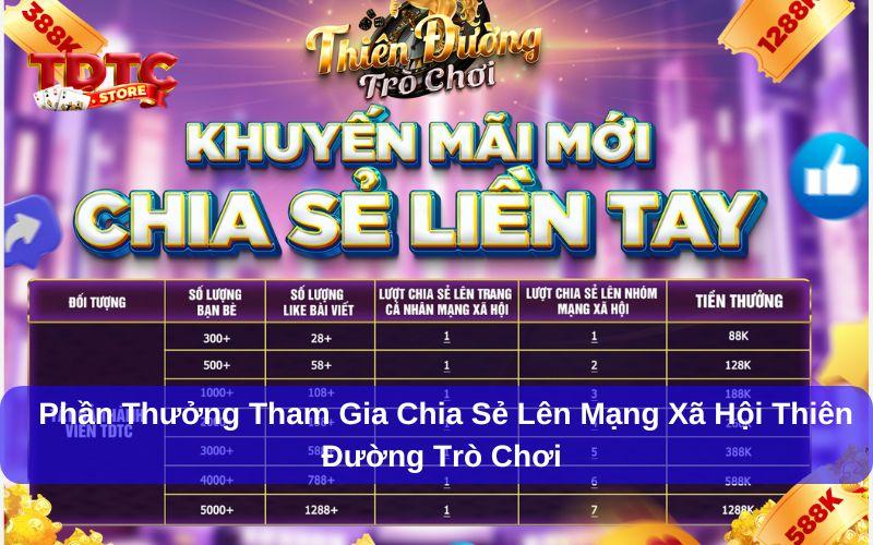 Chia sẻ lên mạng xã hội Thiên Đường Trò Chơi săn thưởng lớn 3 Chia sẻ lên mạng xã hội Thiên Đường Trò Chơi mang đến nhiều phần thưởng
