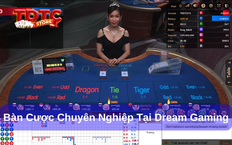 Dream Gaming - Sảnh Cược Trực Tuyến Hàng Đầu Châu Á 3 Bàn cược chuyên nghiệp được cung cấp bởi nhà phát hành DG